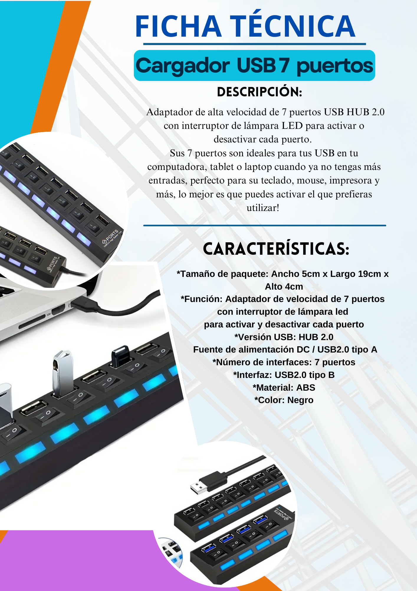 Hub de Carga USB 7 Puertos: Transforme el Caos en Energía Organizada
