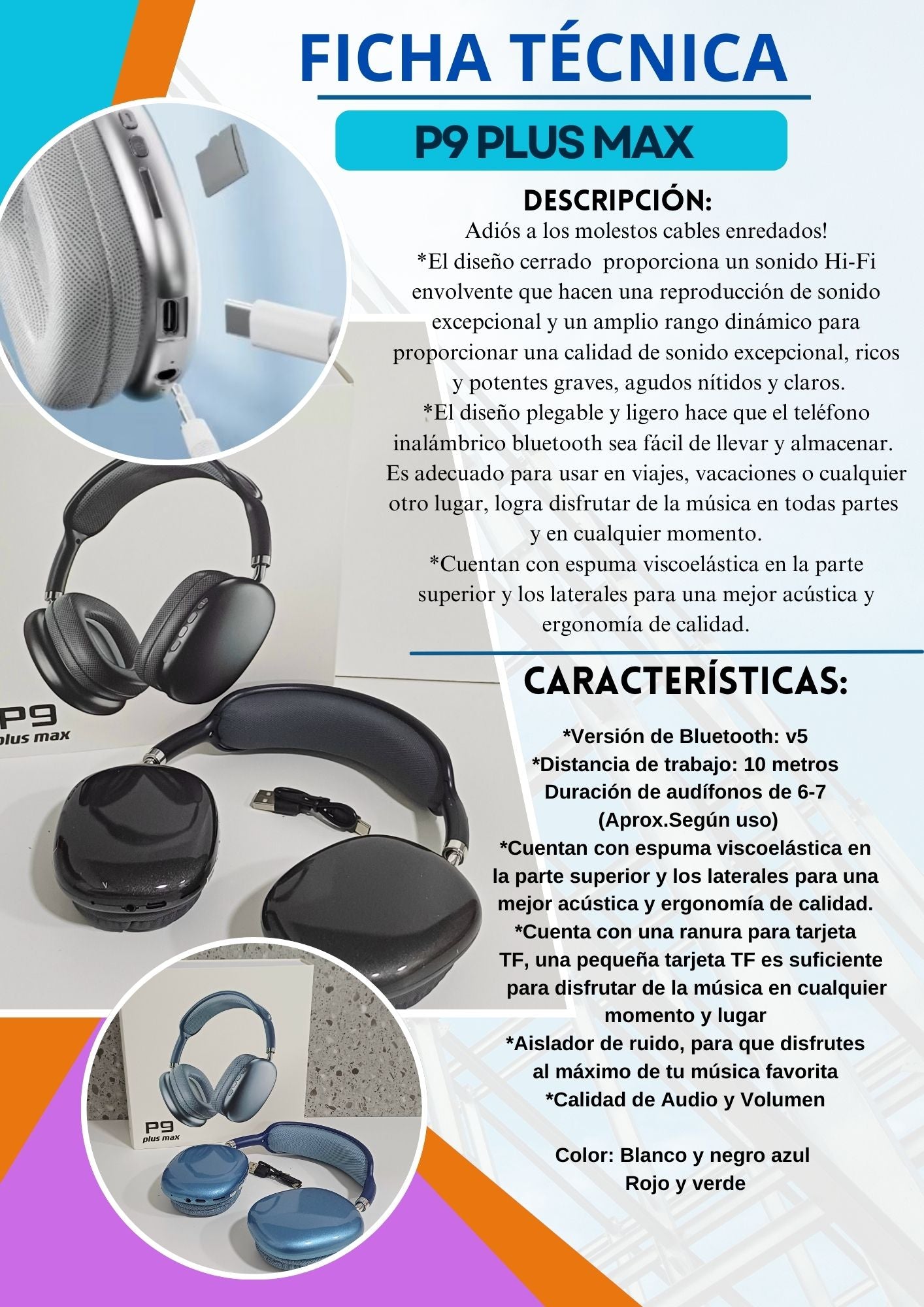 Audífonos P9 Plus Max